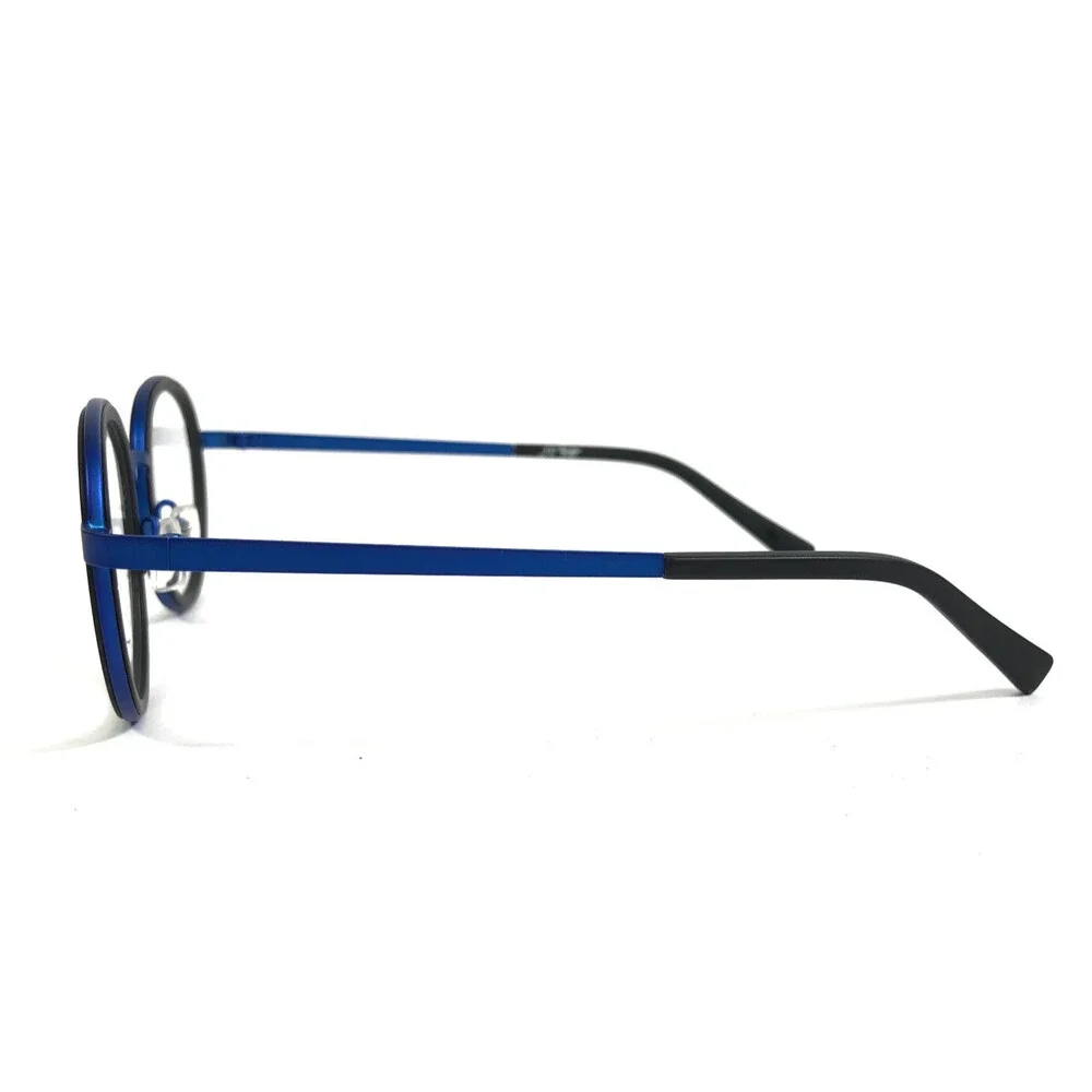 J.F. Rey Eyeglasses Frames FUN 0025 Matte Black Blue Round Full Rim 47-19-135